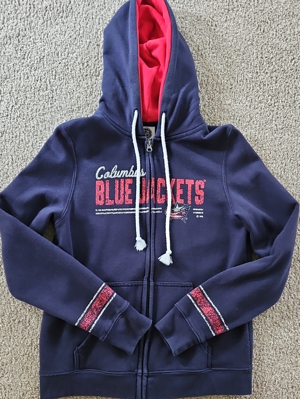 NHL Columbus Blue Jackets Women's Full-Zip Hoodie – Navy Blue – Size M
